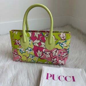 Emilio pucci green and pink mini hand bag